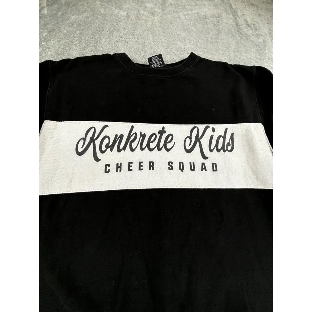 Vtg Konkrete Kids Cheer Squad Fan Cloth Sweatshirt Black/White Adult Large Black - Image 3