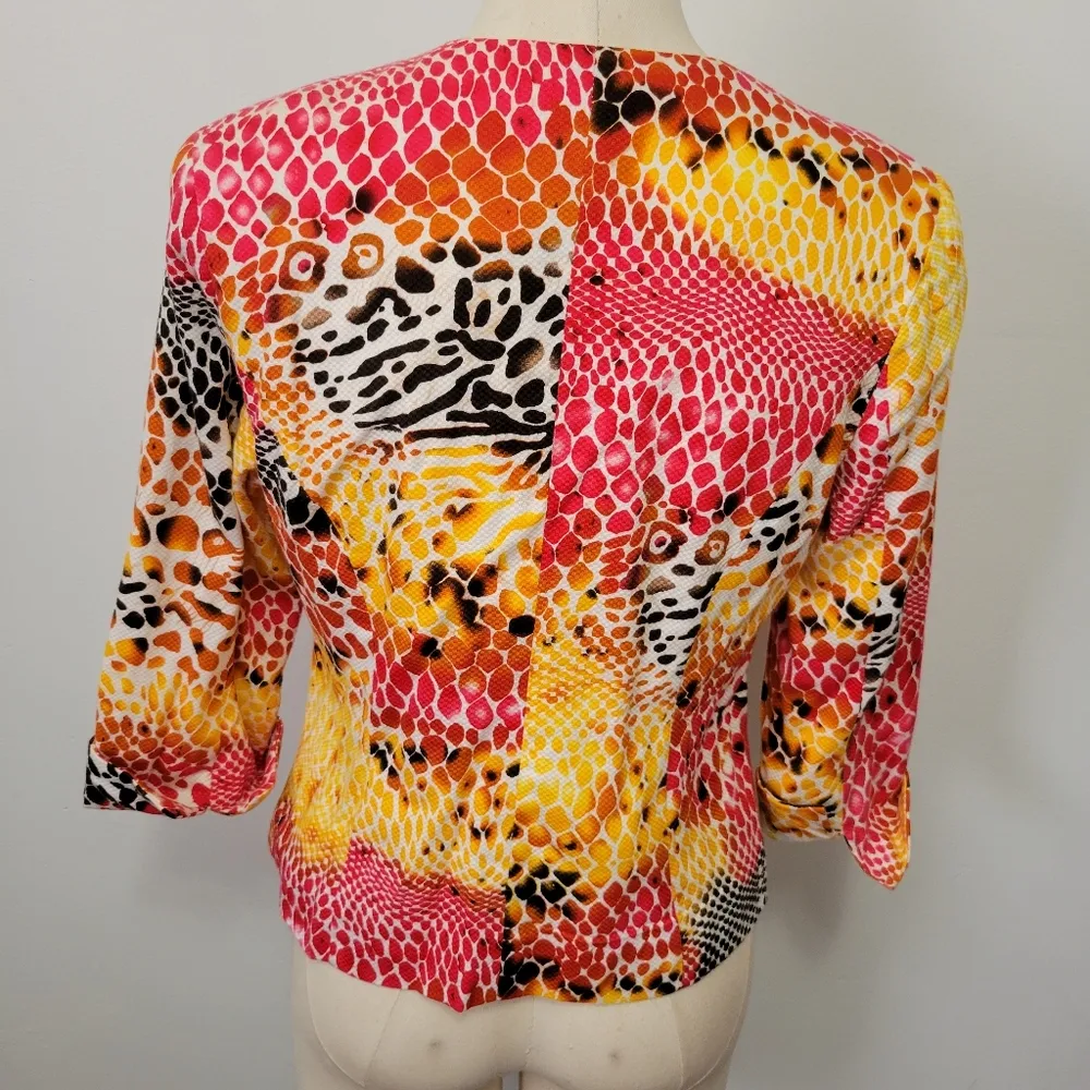 Mishca multicolored animal print embellished printed blazer size large - Image 5