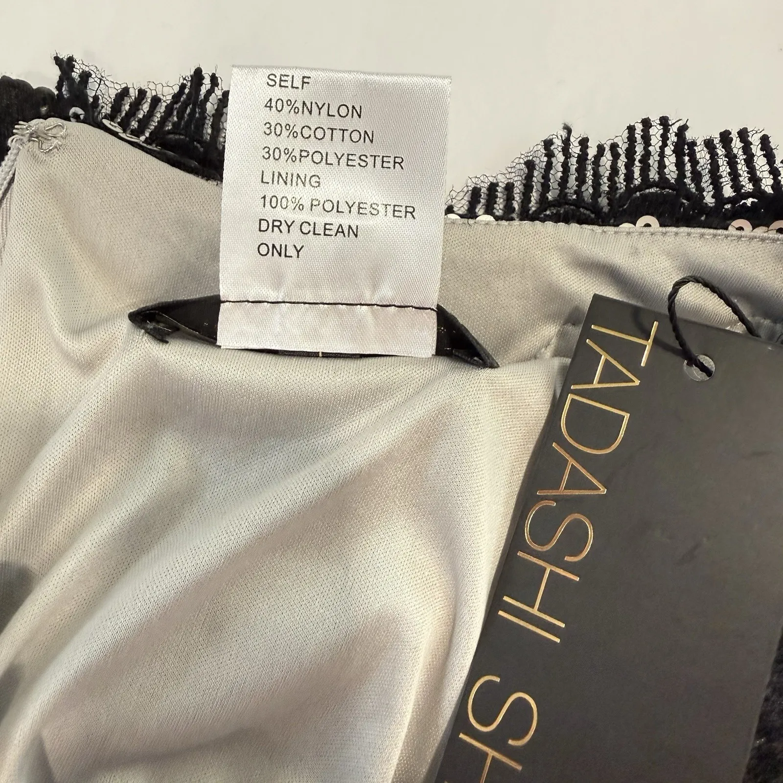 NWT Tashida Shoji Silver Sequin Black Lace Cocktail Dress Size 8 Wedding Event - Image 13