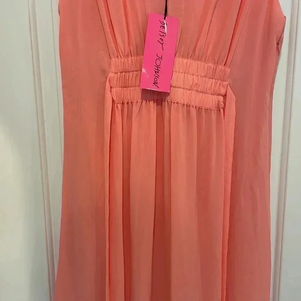 NWT Betsey Johnson Boudoir Crinkle Chiffon Dress Flamingo Pink Sz 14 - Image 7
