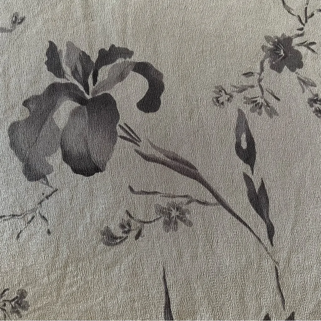 Vintage Moda Seta Sandra King Romantic Goth Grey Floral Silk Slip Midi Skirt 12 Gray - Image 7