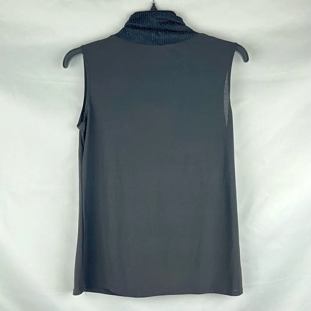 Tiffany & Grey Sleeveless Sparkle Scarf Blouse Petite Medium Black Size undefined - Image 3