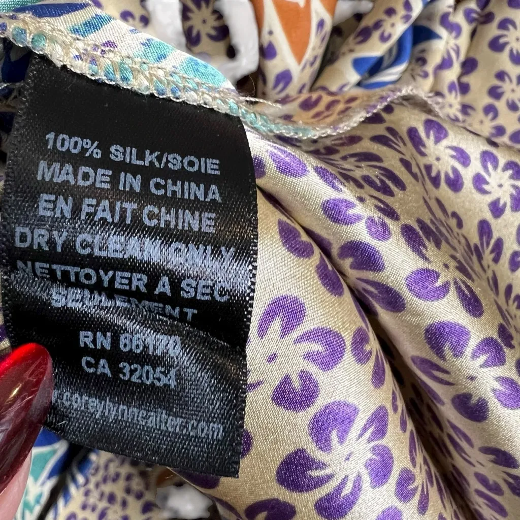 Corey Lynn Calter Anthropology 100% Silk Women’s Abstract Print Dress Size 6 Tan - Image 7