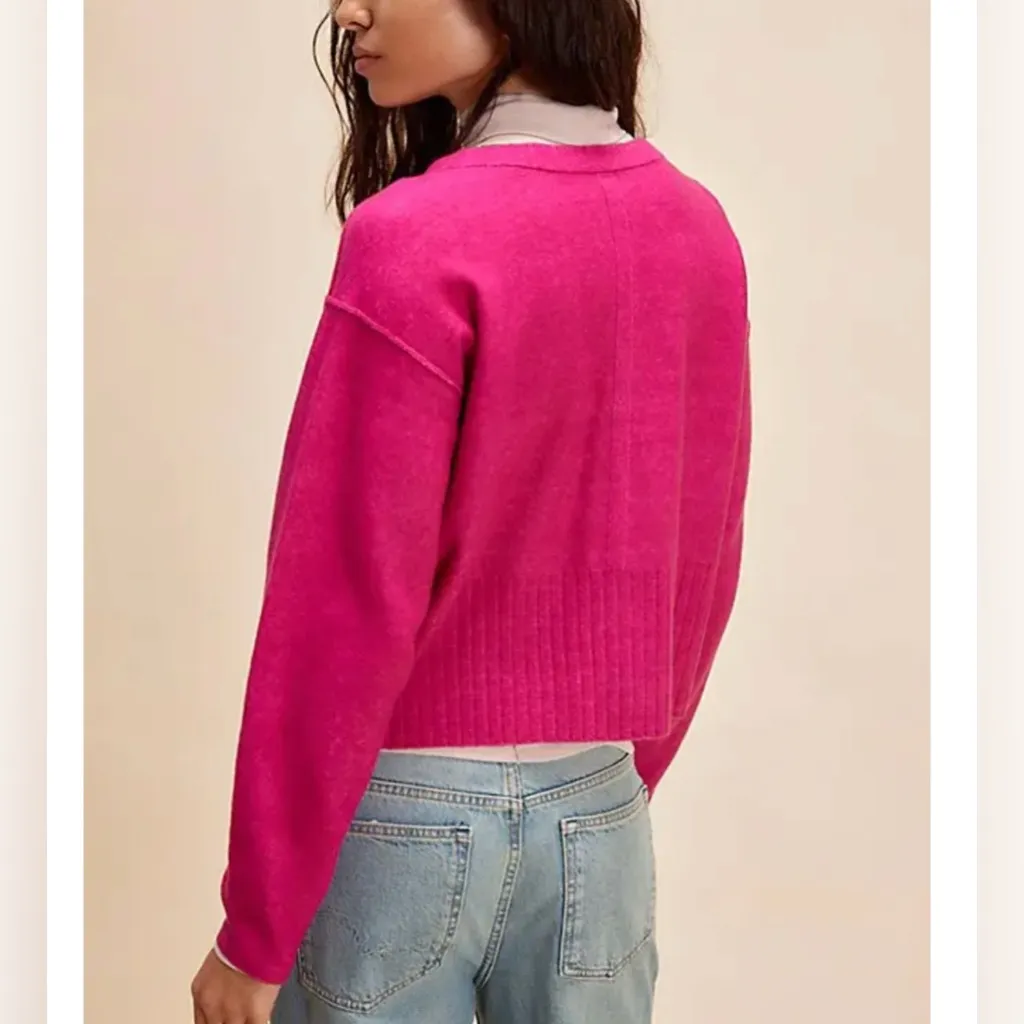 NWOT Free People Luna Cardigan - fuschia flame - medium - Image 4