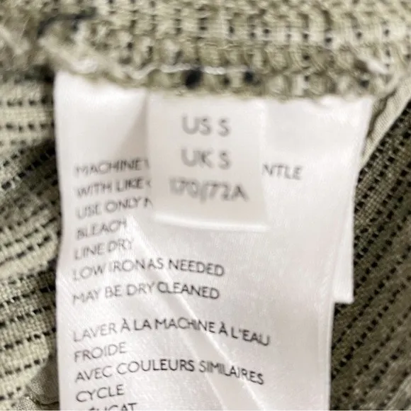 Anthropologie Overdyed Cropped Wide-Leg Lagenlook Pants Olive Stripe Size Small - Image 13