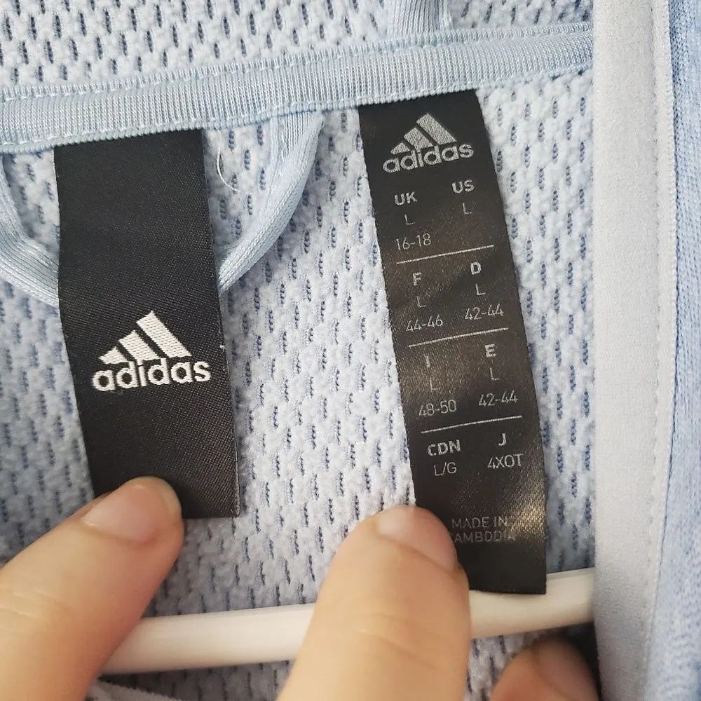 Women's Blue Adidas Climawarm Hoodie Size Large Athleisure Sporty Comfort Casual - Image 5