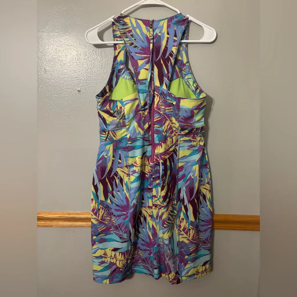 Title Nine Tennis Dress Women's 8 Purple Palm Tropical - Image 2