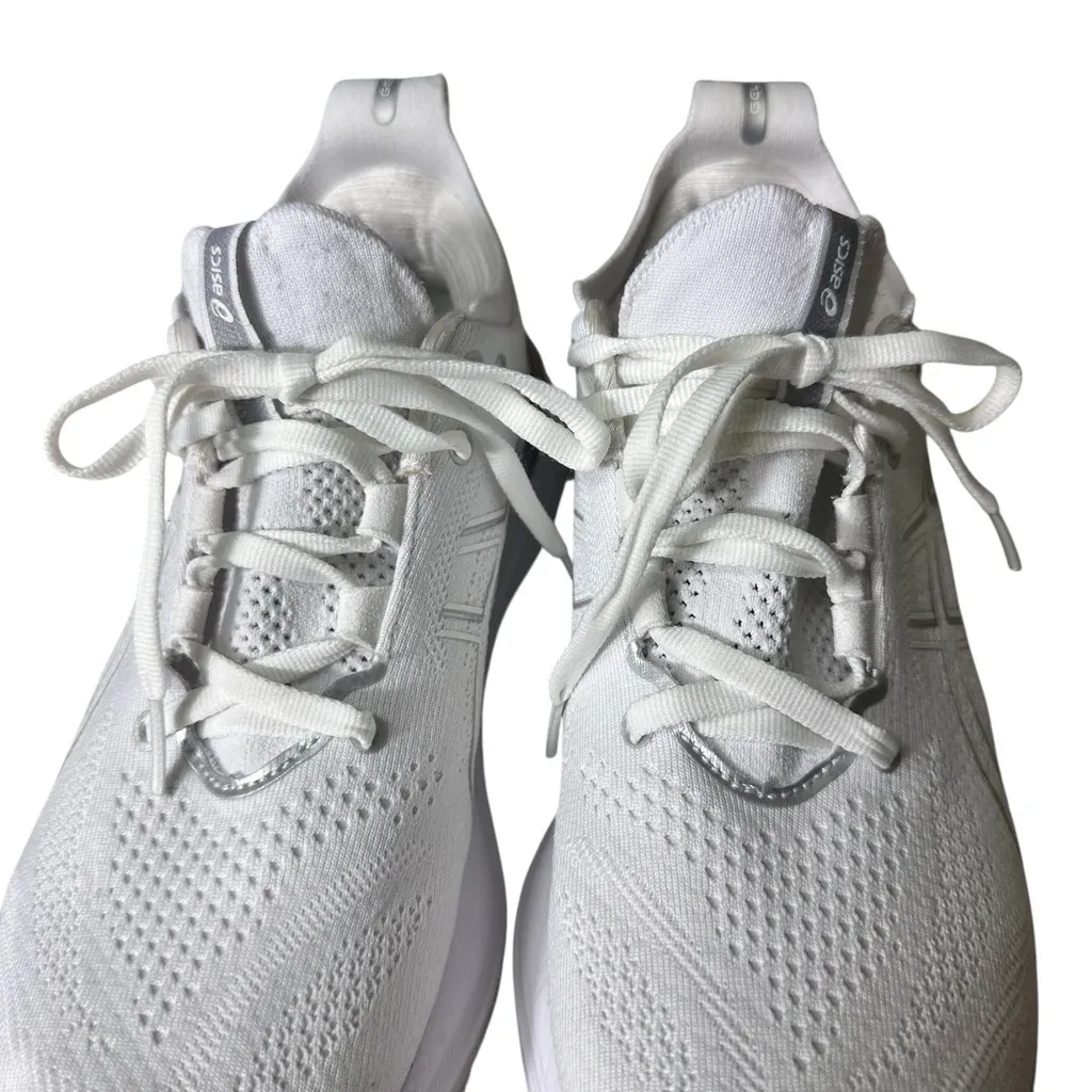 Asics Gel Nimbus 26 Performance Running Shoes Women's 7.5 White Platinum Silver - Image 10