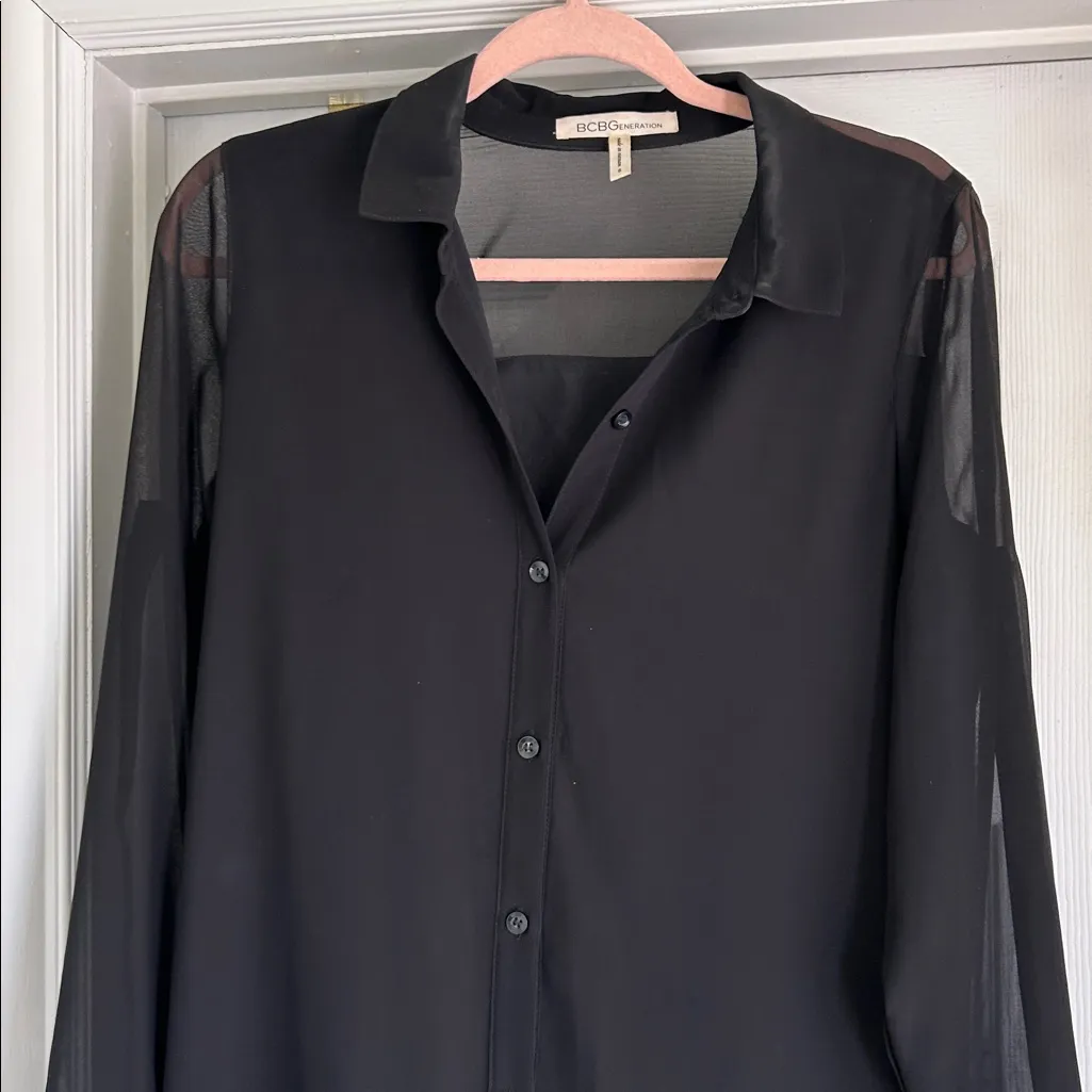 BCBGeneration Black Sheer Blouse - Image 2