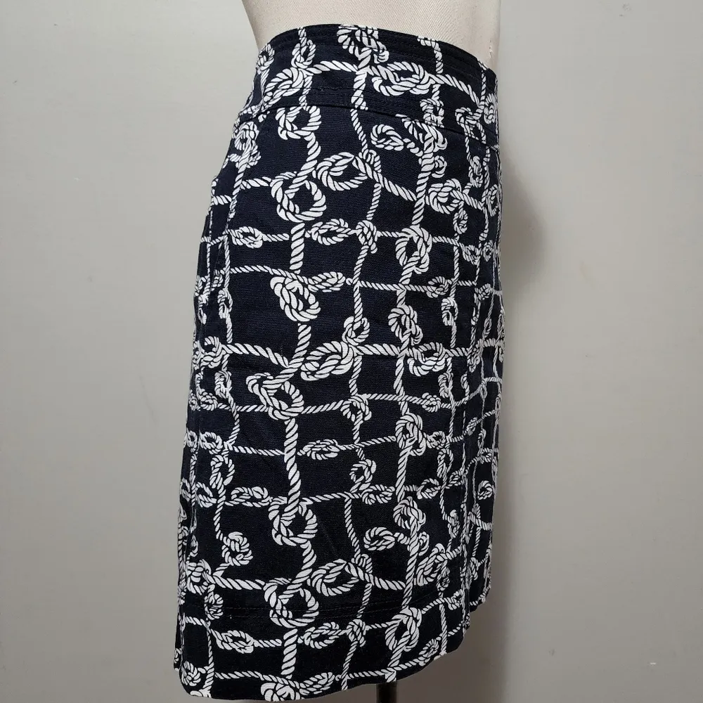 Talbots navy nautical rope cotton twill a-line skirt size 8 - Image 4