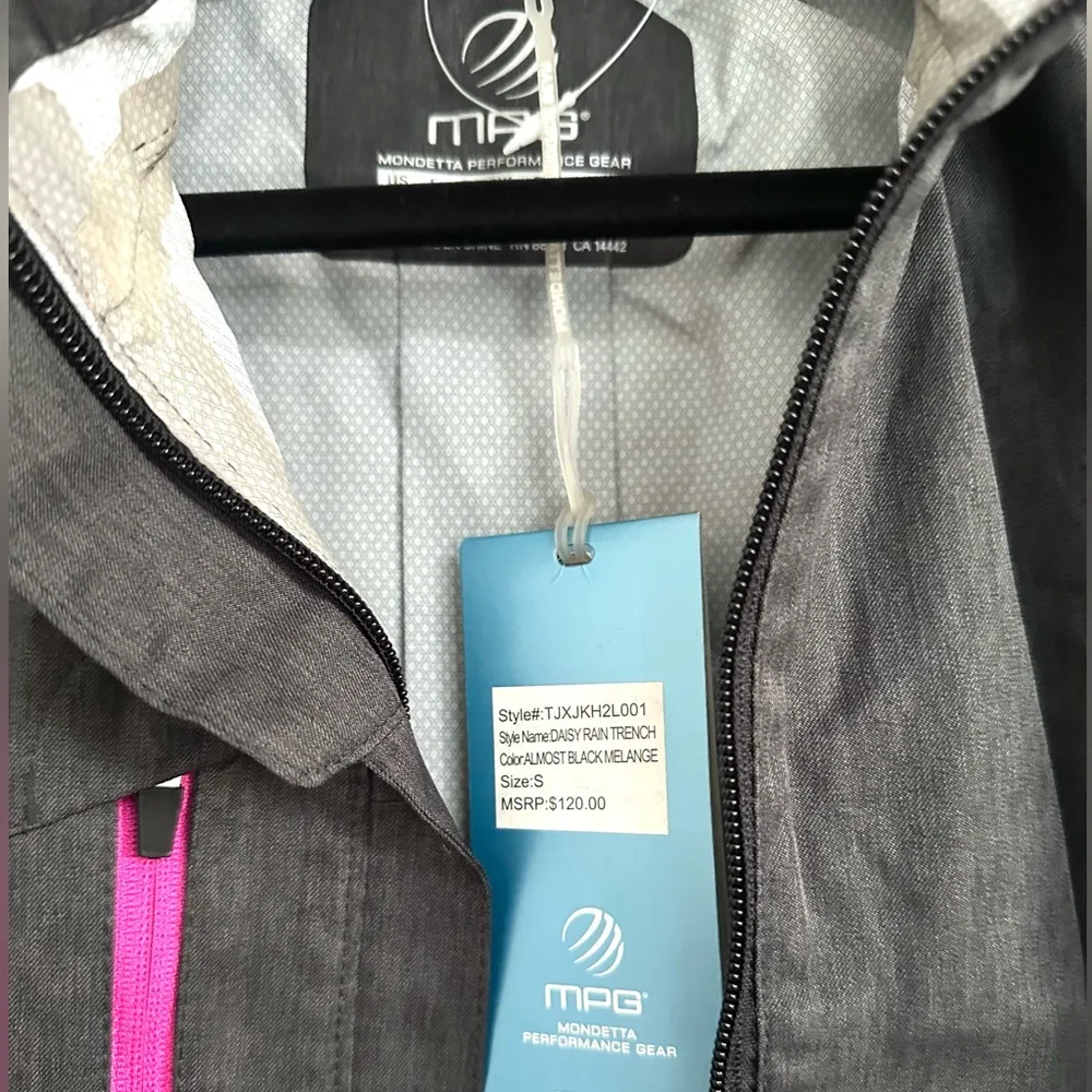 NWT MPG Daisy Rain Trench Coat Small Gray - Image 4