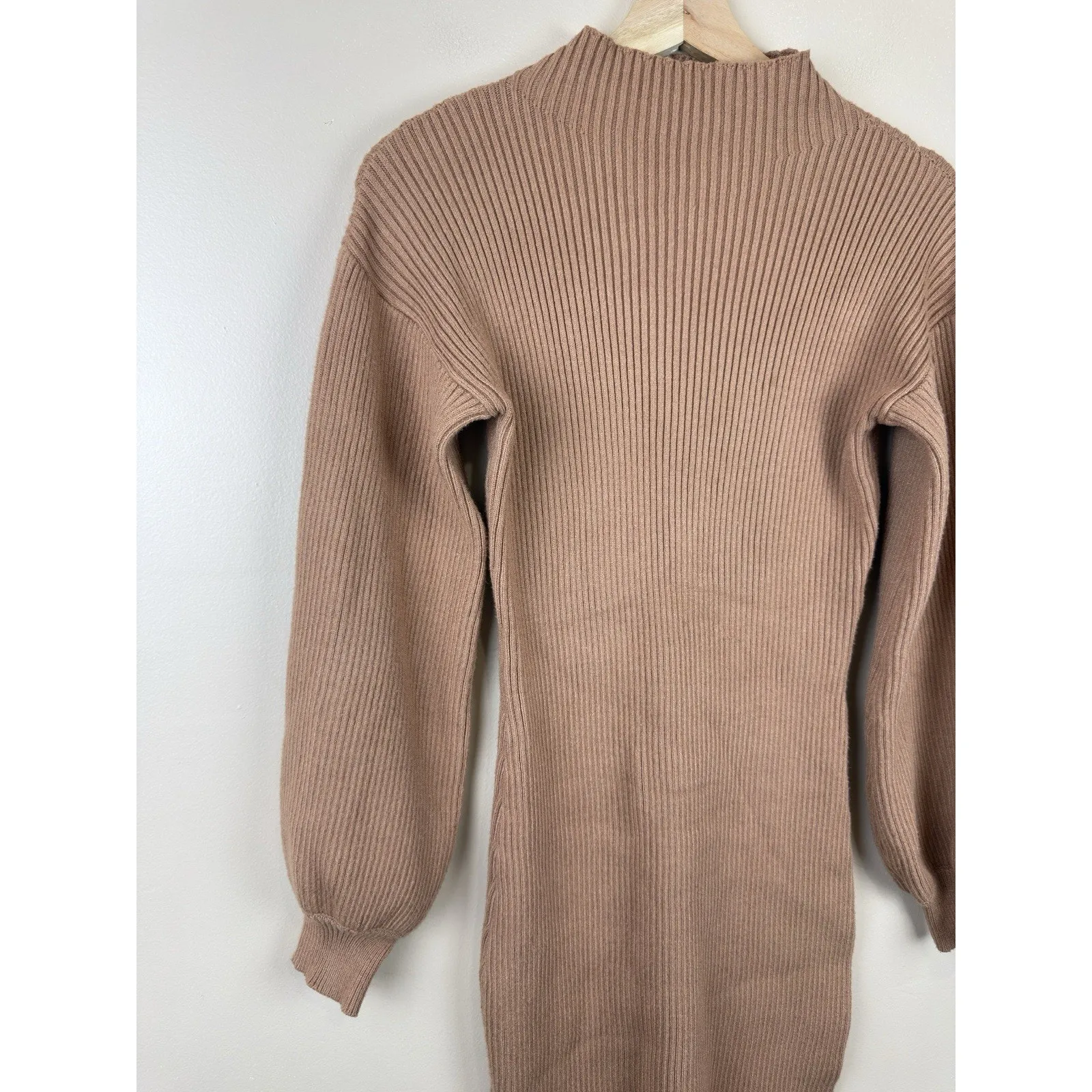 Vici Sweater Dress Women’s Tan Oversize Balloon Sleeve Size XS - Image 3