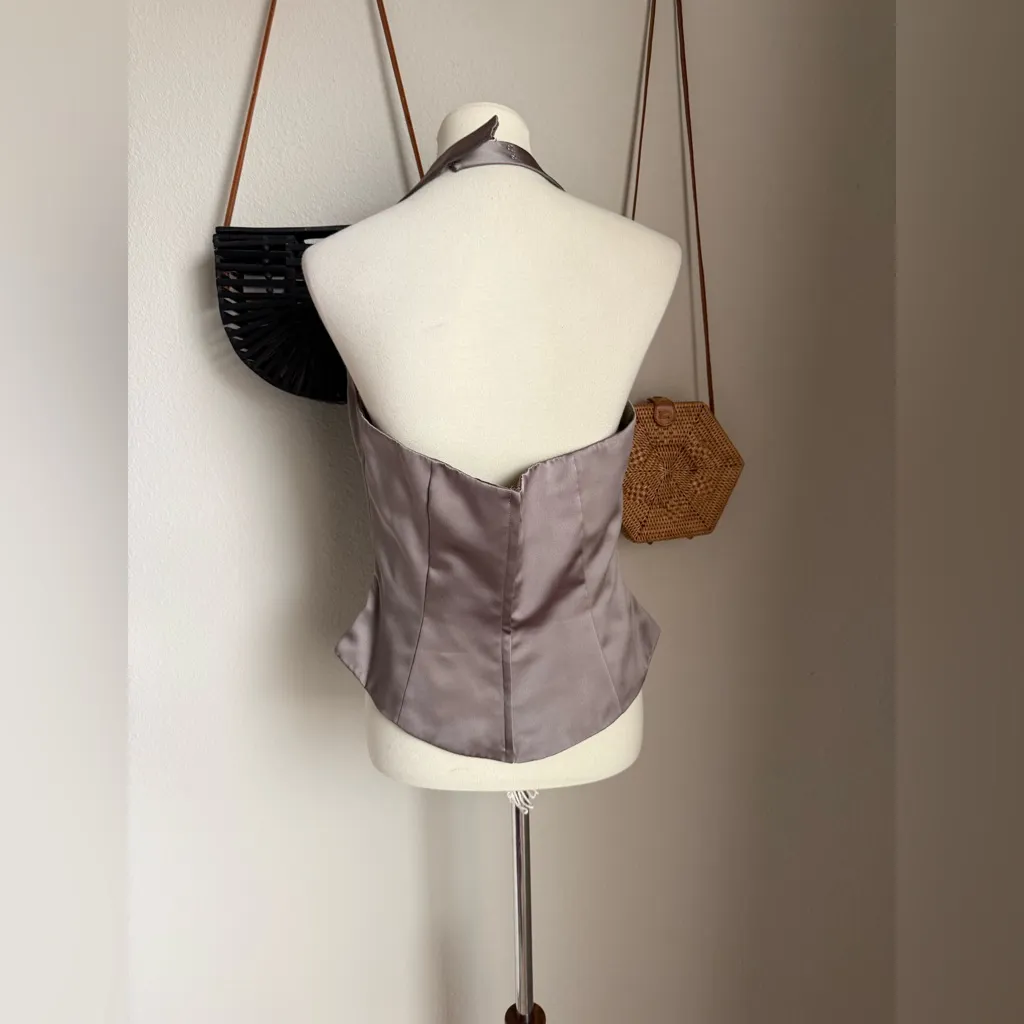 Impression Satin Halter Crop Top, Size 14 - Image 3