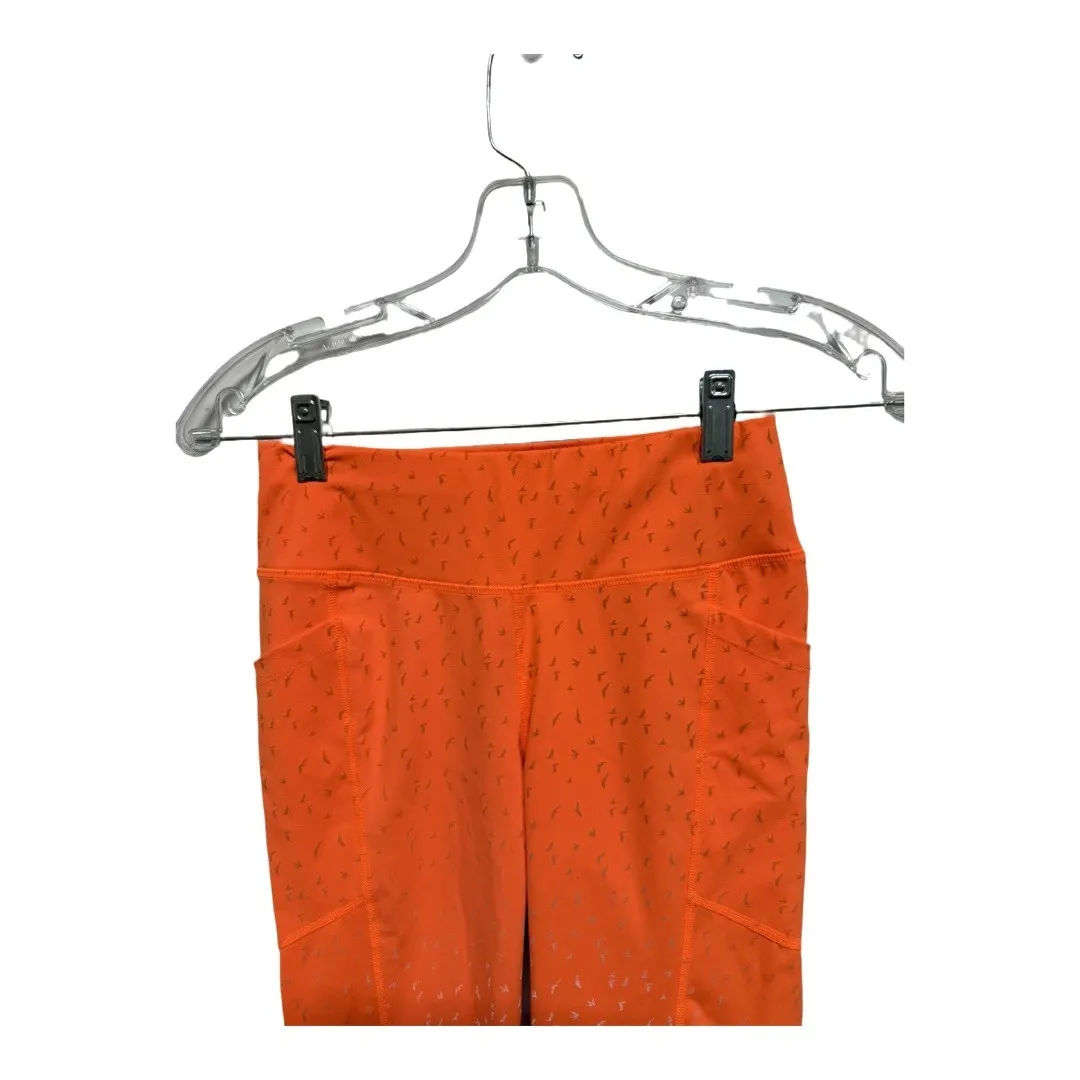 Oiselle Neon Orange Bird Running  Leggings Size 2 Athletic Wear Active - Image 2