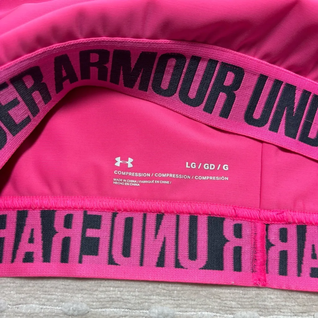 Under Armour hot pink  Mid Crossback Support compression Sports‎ Bra Size L - Image 7