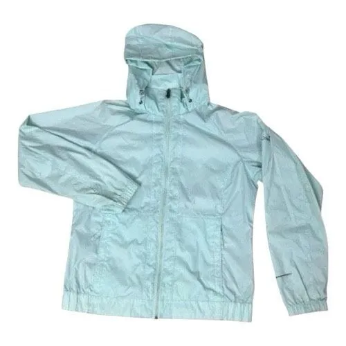 Columbia Women Hooded Rain Jacket Size M Light Blue Outdoor Jacket Zipper Front - Image 2