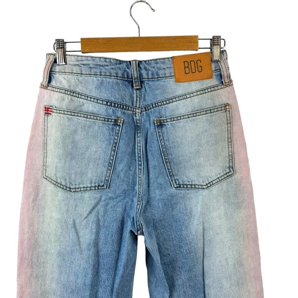 BDG Urban Outfitters High-Waisted Rainbow Baggy Jeans Denim Ombre 90's Size 28 - Image 9
