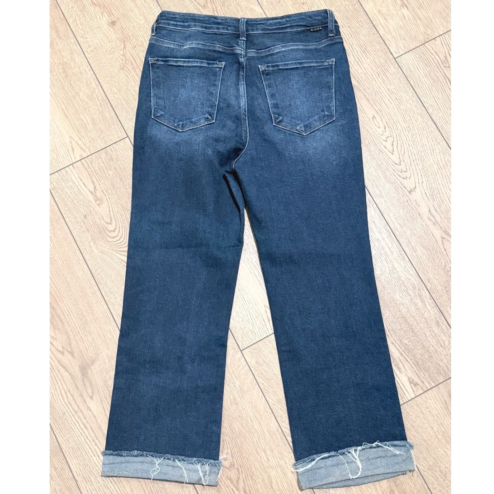 Risen Jeans Womens 11 30 Blue Denim Cropped Flare Button Fly Crossover High Rise - Image 6