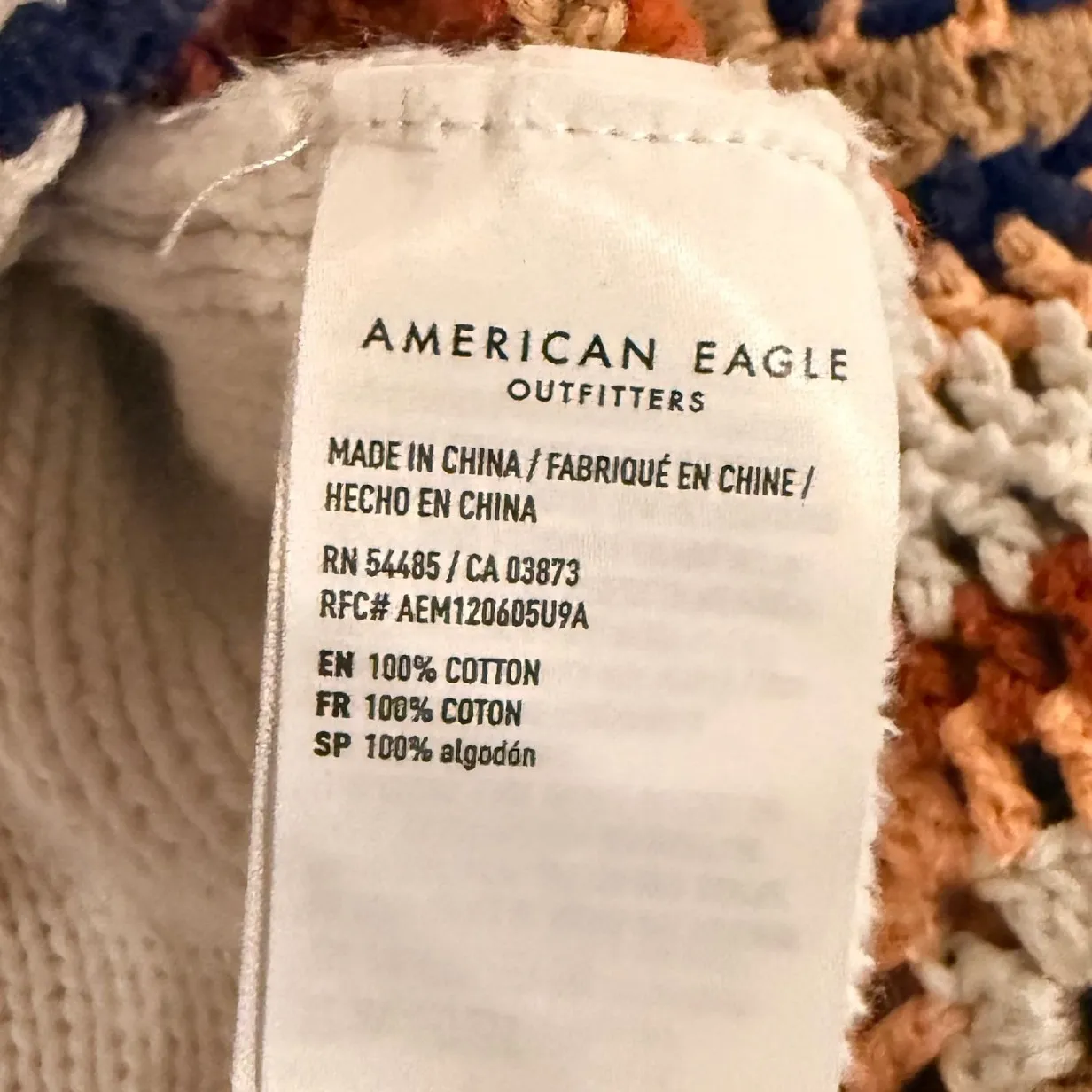 American Eagle Crochet Granny Square Sweater grannycore Size Small AEO knit 90s - Image 5