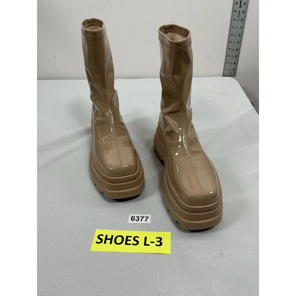 Womans Cape Robbin Pullon Chunky Ankle Boots 10 Tan Square Toe Retro Style NWOT - Image 3