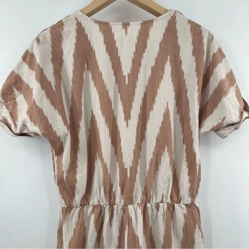 NEW LOU & GREY for LOFT Small Romper Ikat Tie Front Button Down Cotton NWOT - Image 7