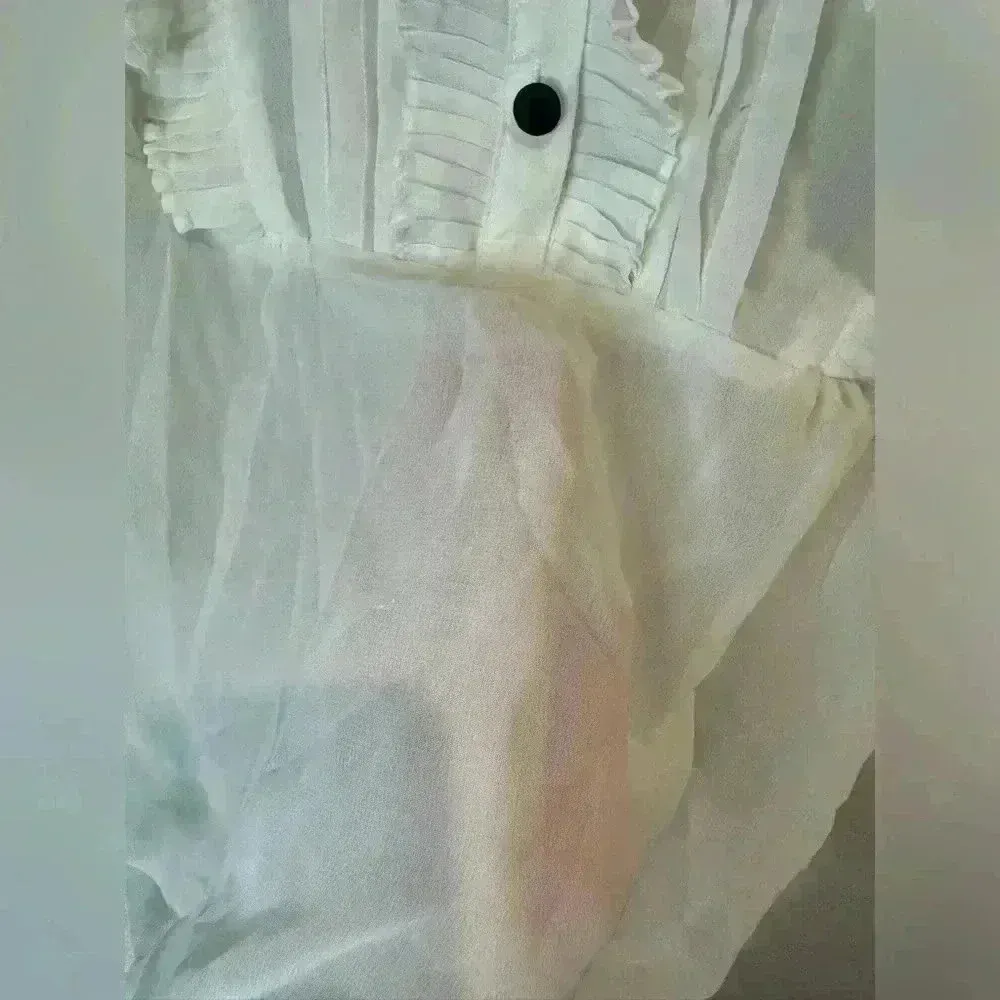 Poetry NWT Women’s Button‎ Down Chiffon Sleeveless White Blouse Size S - Image 7