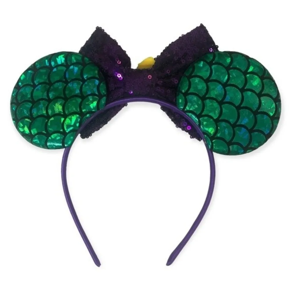 Ariel The Little Mermaid Sequined Bow Fish Scales Mouse Ears Headband - Image 92