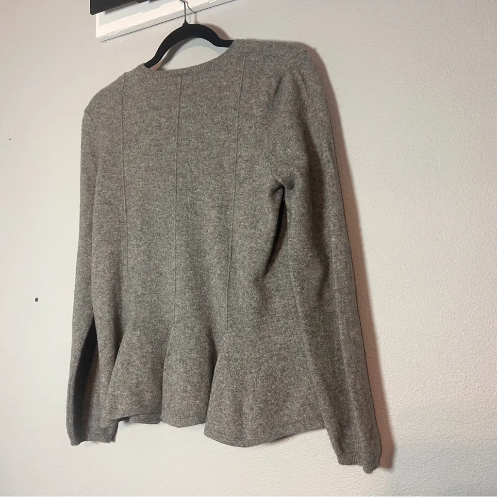 Antonio Melani Peplum Cashmere Sweater Gray Womens Size Large Crewneck - Image 7