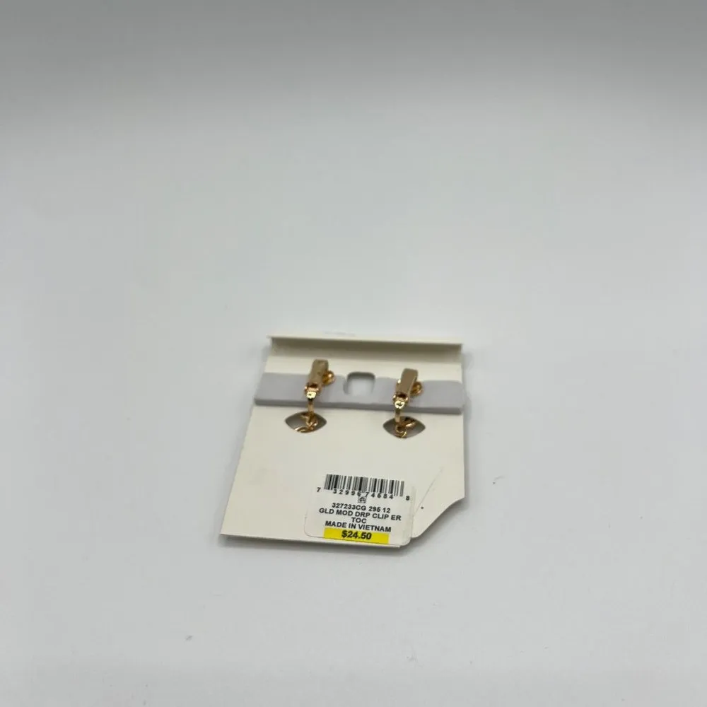 Charter Club Organic Orbital Drop Clip-On Earrings in Gold MSRP $25 NWT - Image 5
