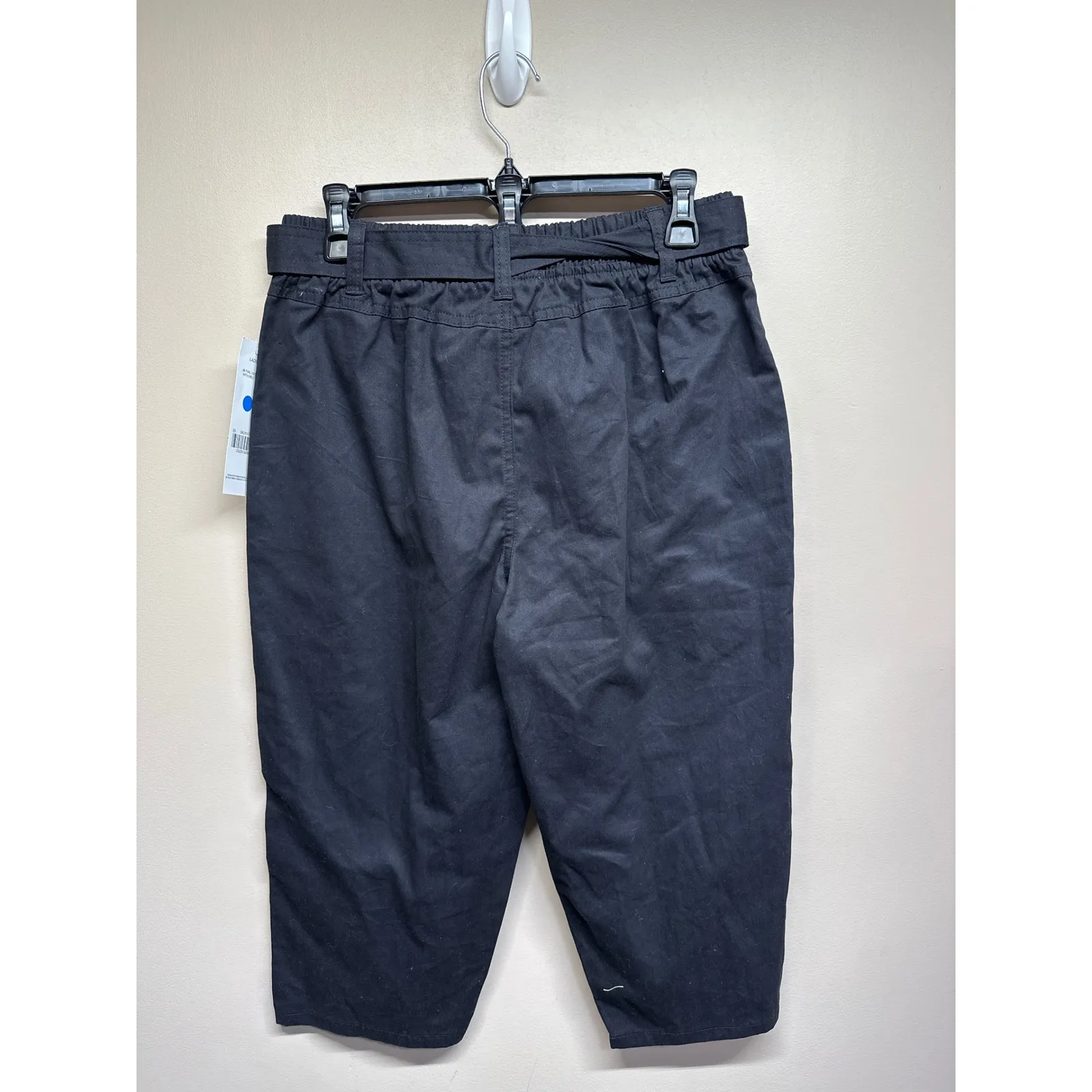 JUST Be Womens Black Twill Crop Pants Belted Size Large - Image 2