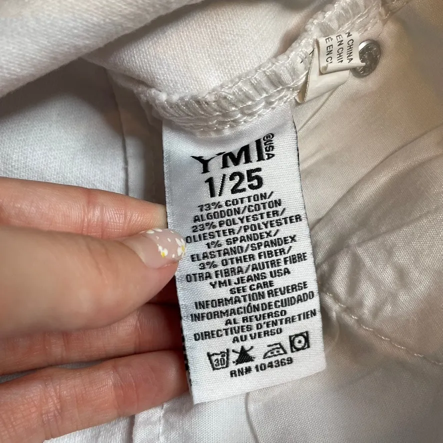 YMI Dream Jeans Ankle High Rise White 1 25‎ Denim Jean Raw Hem - Image 5