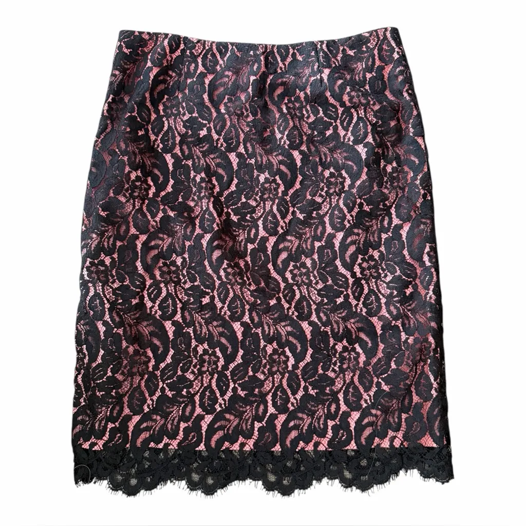 Trina Turk Black Coral Lace Overlay Pencil Skirt size 4 - Image 3