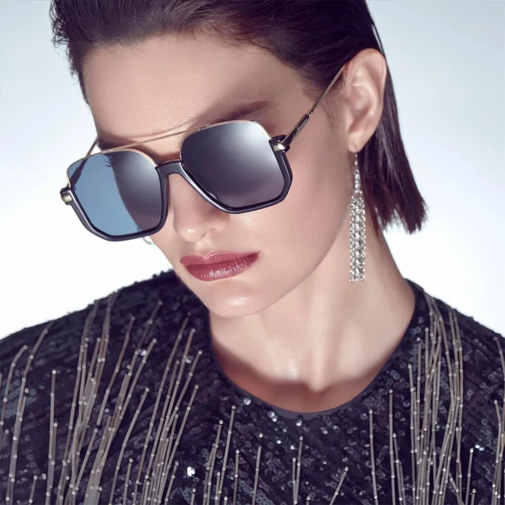 Unisex Gold Black Frame Gradient Oversized Aviator Sunglasses for Square Double - Image 3