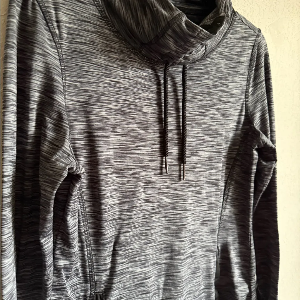 Apana Gray Heathered Fleece Lined Mock Neck Sweatshirt Womens M Athletic - Image 2