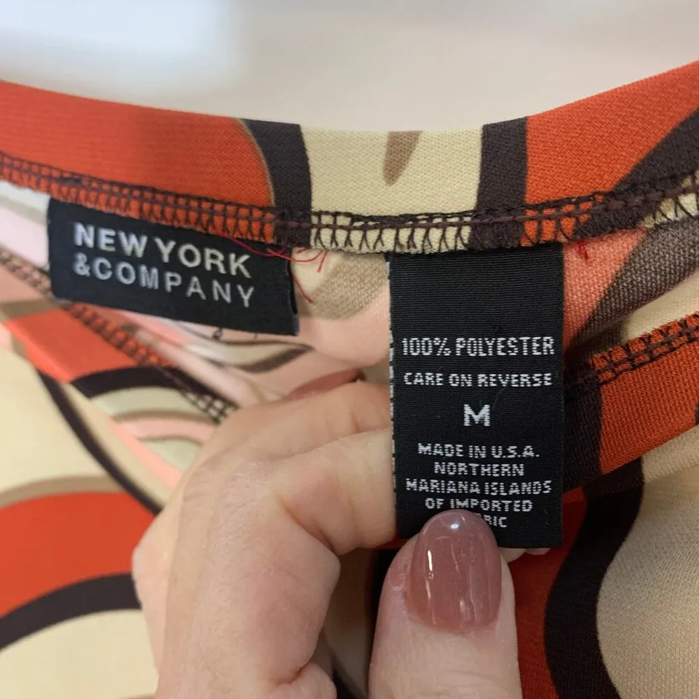 Mod Print Skirt Rust Tan Black Paisley Sz Medium Brown - Image 3