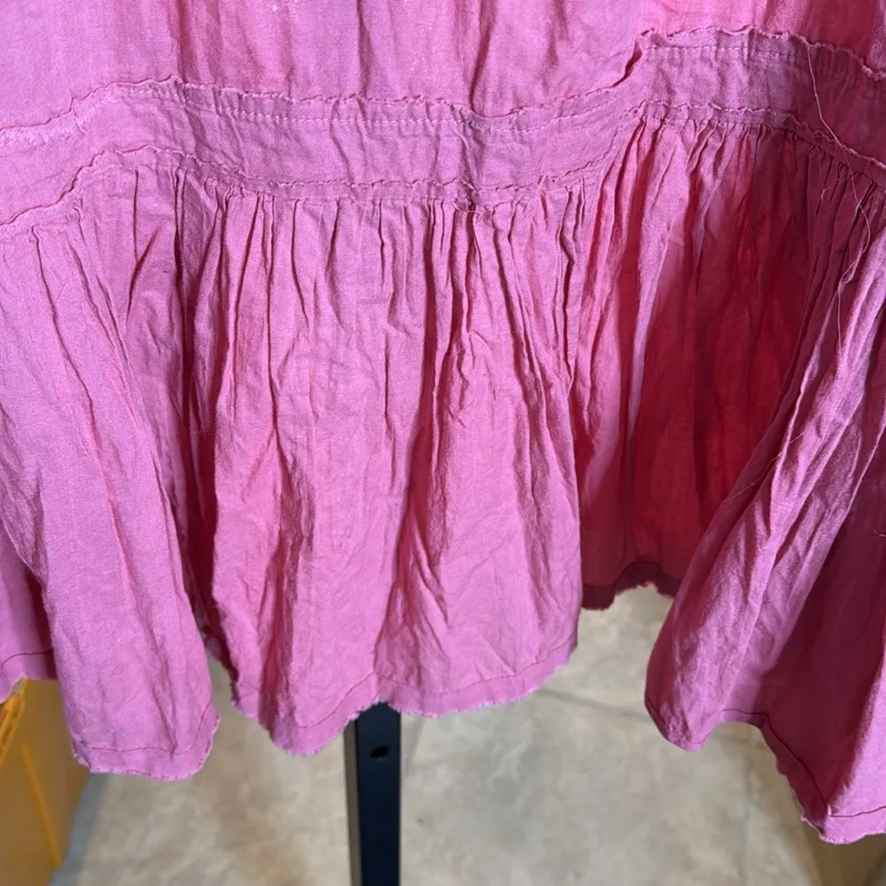 Avenue 100% Cotton Pink Strawberry Flowing Crinkled Maxi Skirt Size 2X 18/20 - Image 3