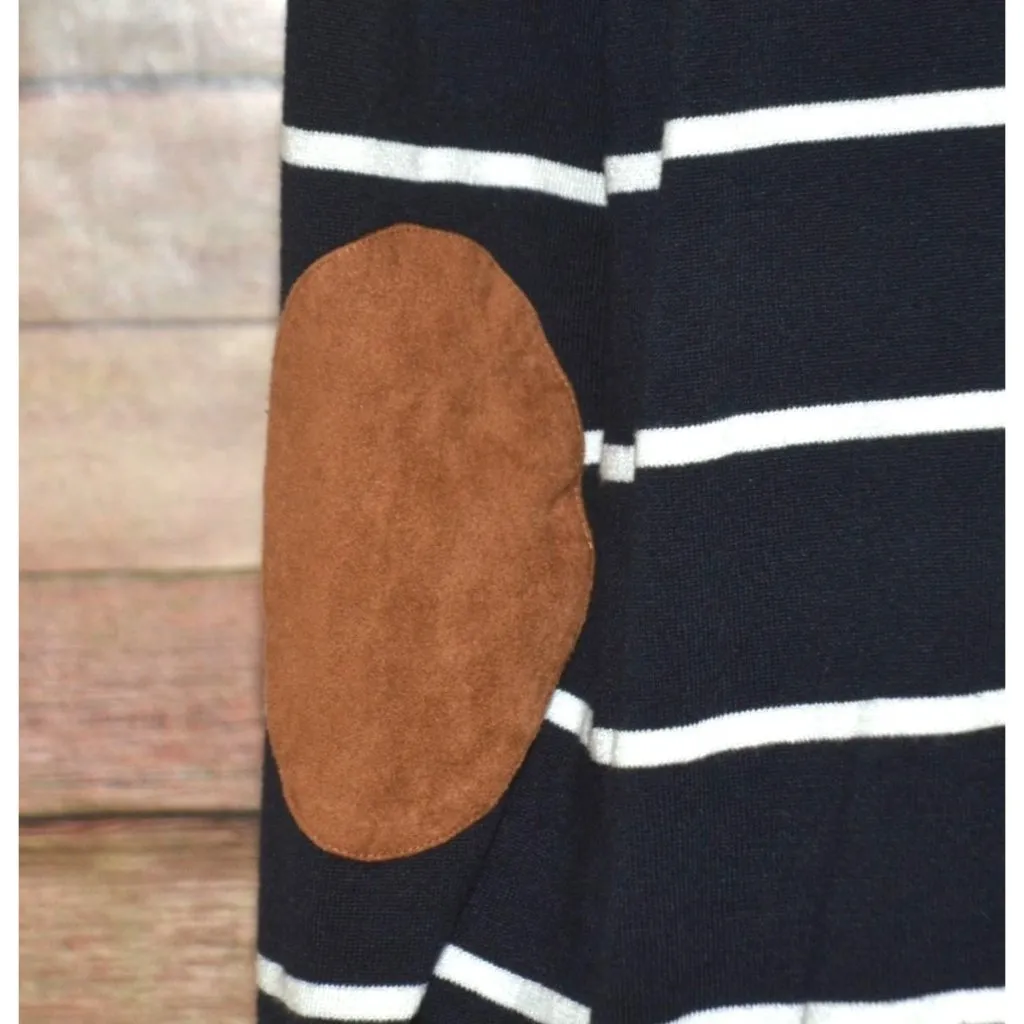 Market & Spruce Womens Navy Blue Striped Sweater Size 2X Elbow Patches Preppy - Image 6