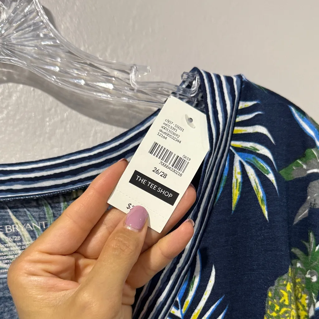 NWT Lane Bryant Blue Leaf Print Top plus size 26/28 - Image 5