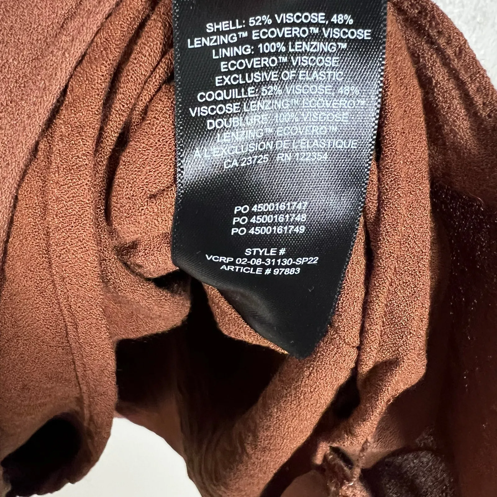 Aritzia Sundeh Mini Slip Dress Womens S Brown Draped Cowl Neck Smocked Earthy - Image 6