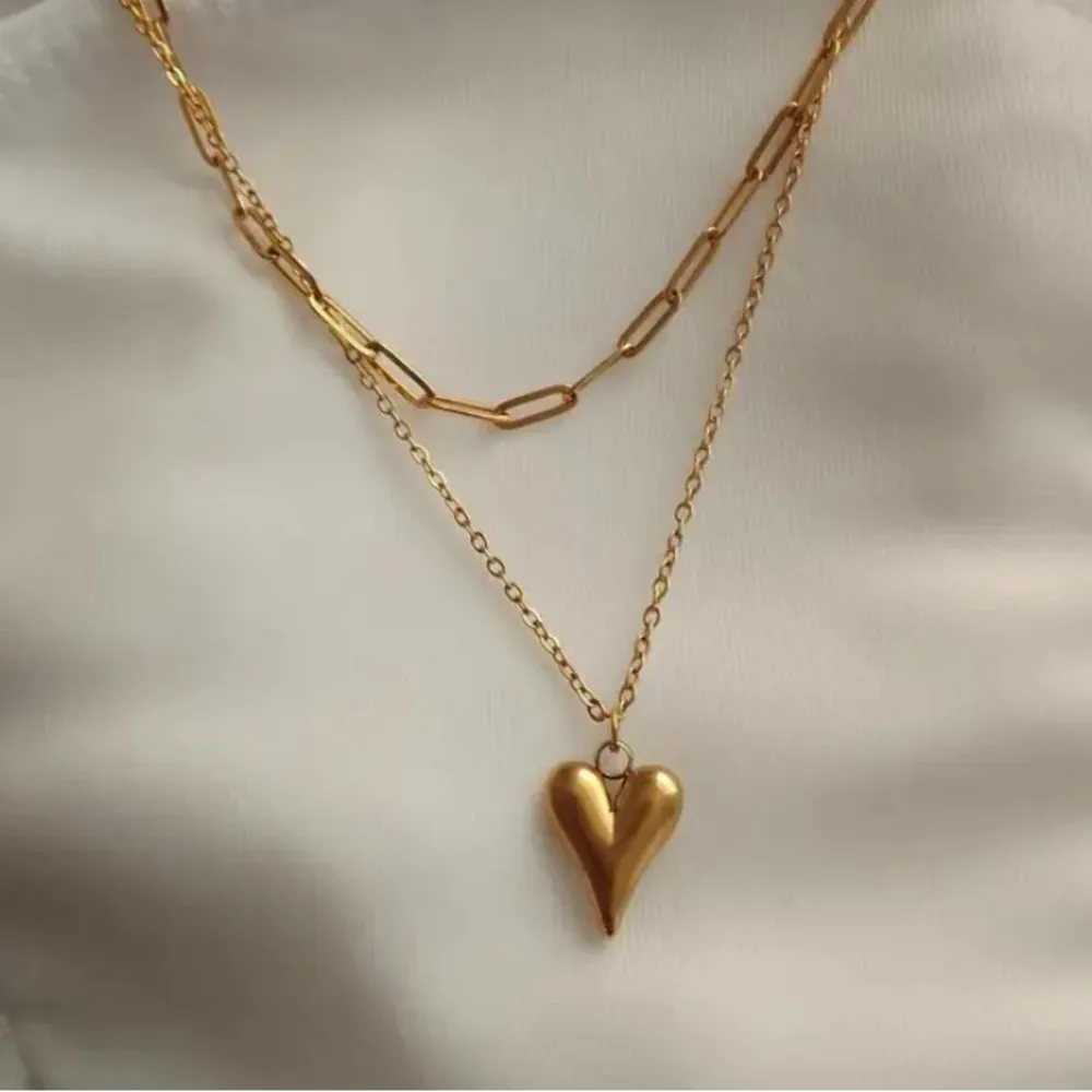 18k Gold Polished Double Layered Necklace - Image 6