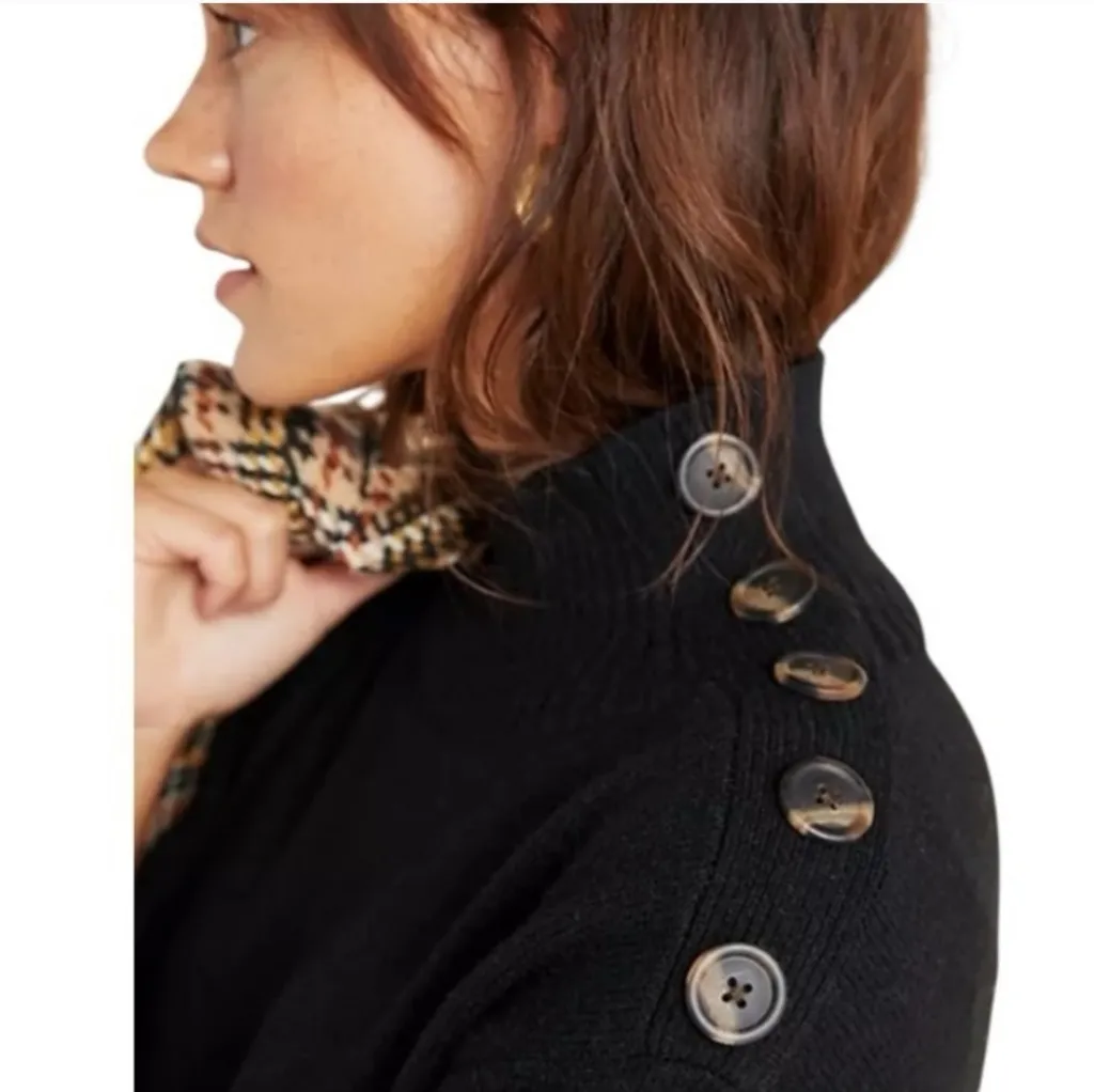 Anthropologie Margarita Mock Neck Tunic Sweater Black Minimalist Size S Small - Image 2