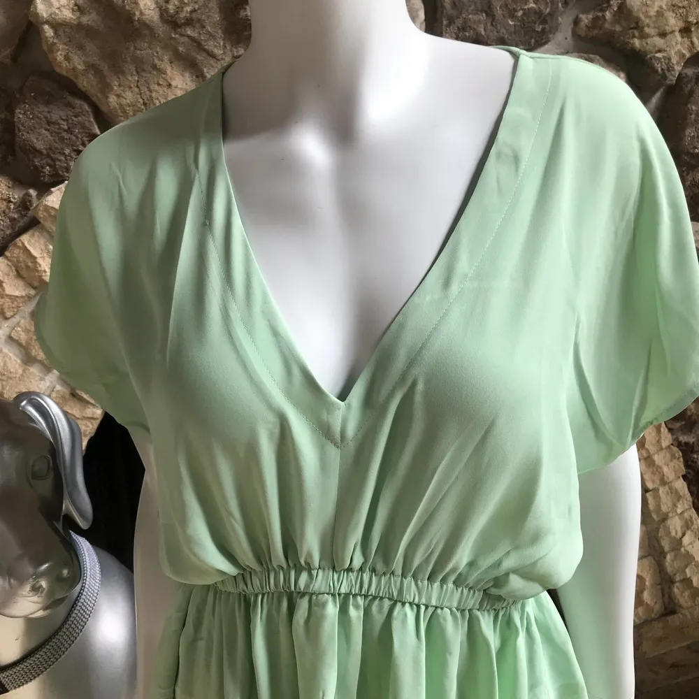 NEW Cupshe Short Sleeve V-Neck Mint Green Dress Cover Up Women's Size Medium - Image 3