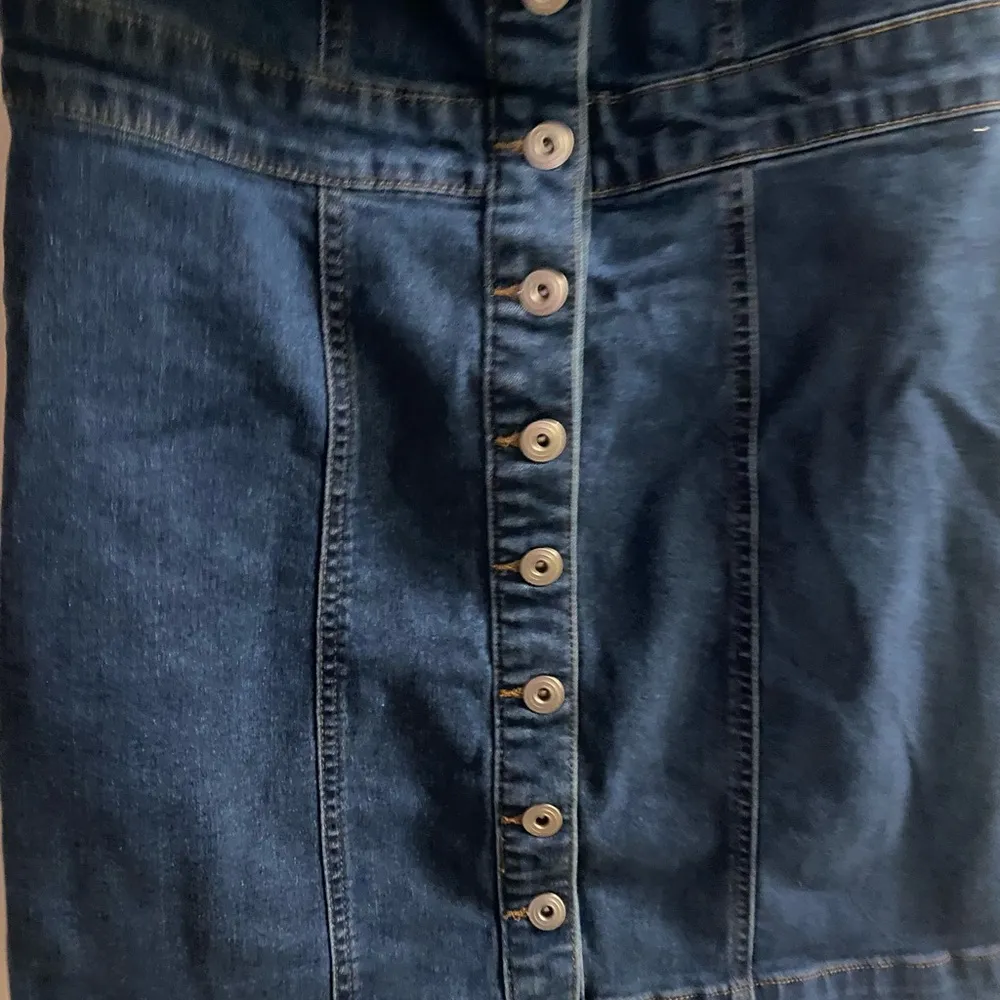 Girlish Brand Womens Juniors Dark Wash Blue Denim Mini Dress M Off The Shoulders Size M - Image 3