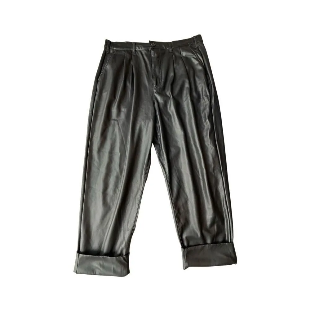 Pistola Slate Black Faux Leather Kellin Pleated Trouser - Image 5