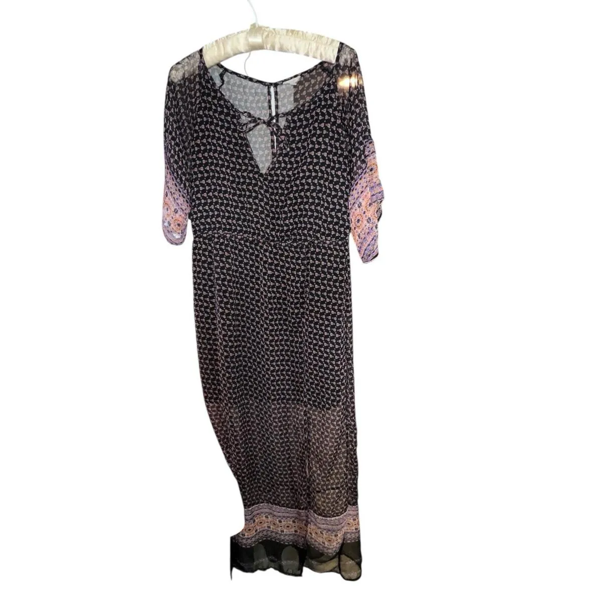 Ecote Urban Outfitters Purple Black Boho Sheer Maxi Dress M - Image 4