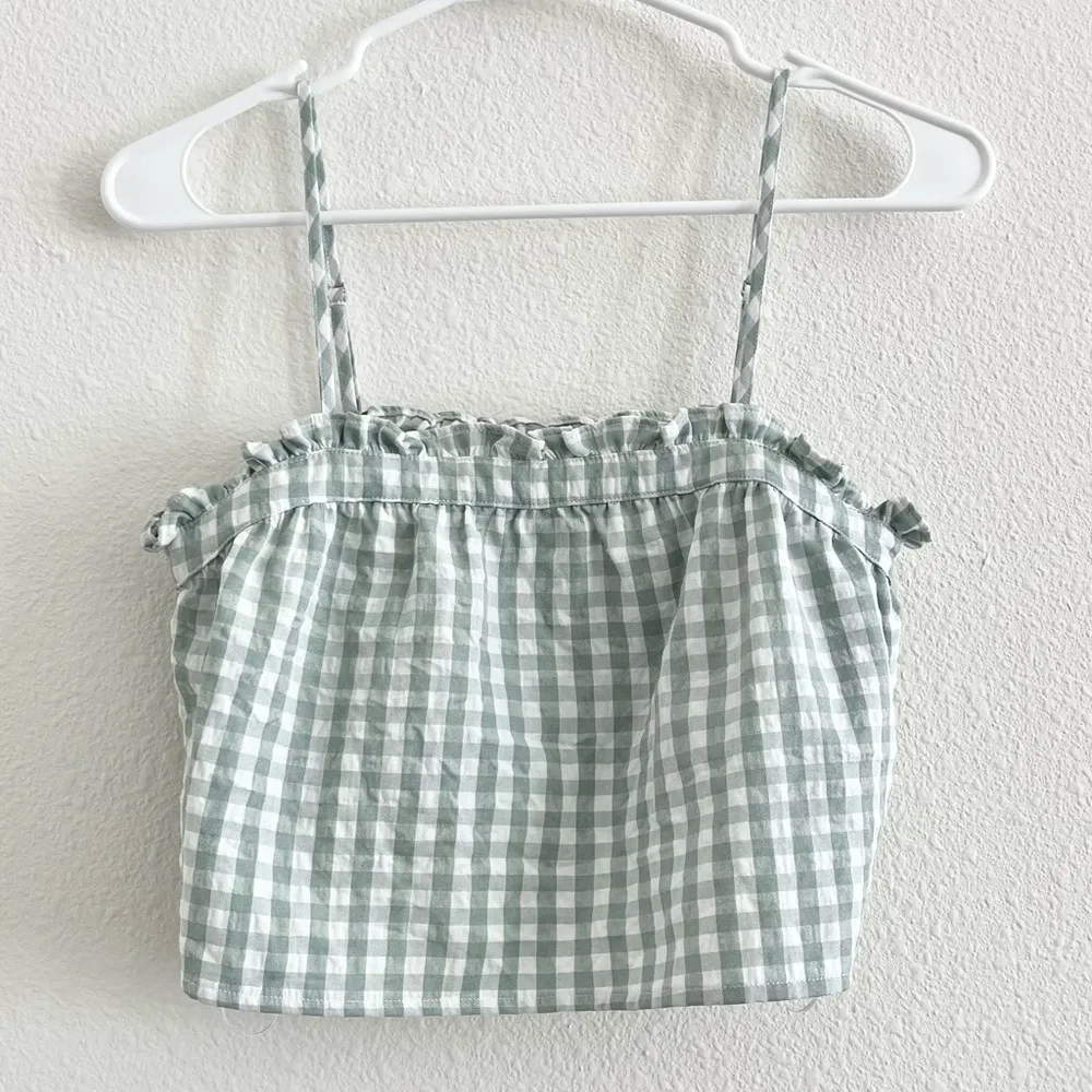 Ivy & Main Gingham Ruffle Green White Check Tank Top Size XS - Image 4