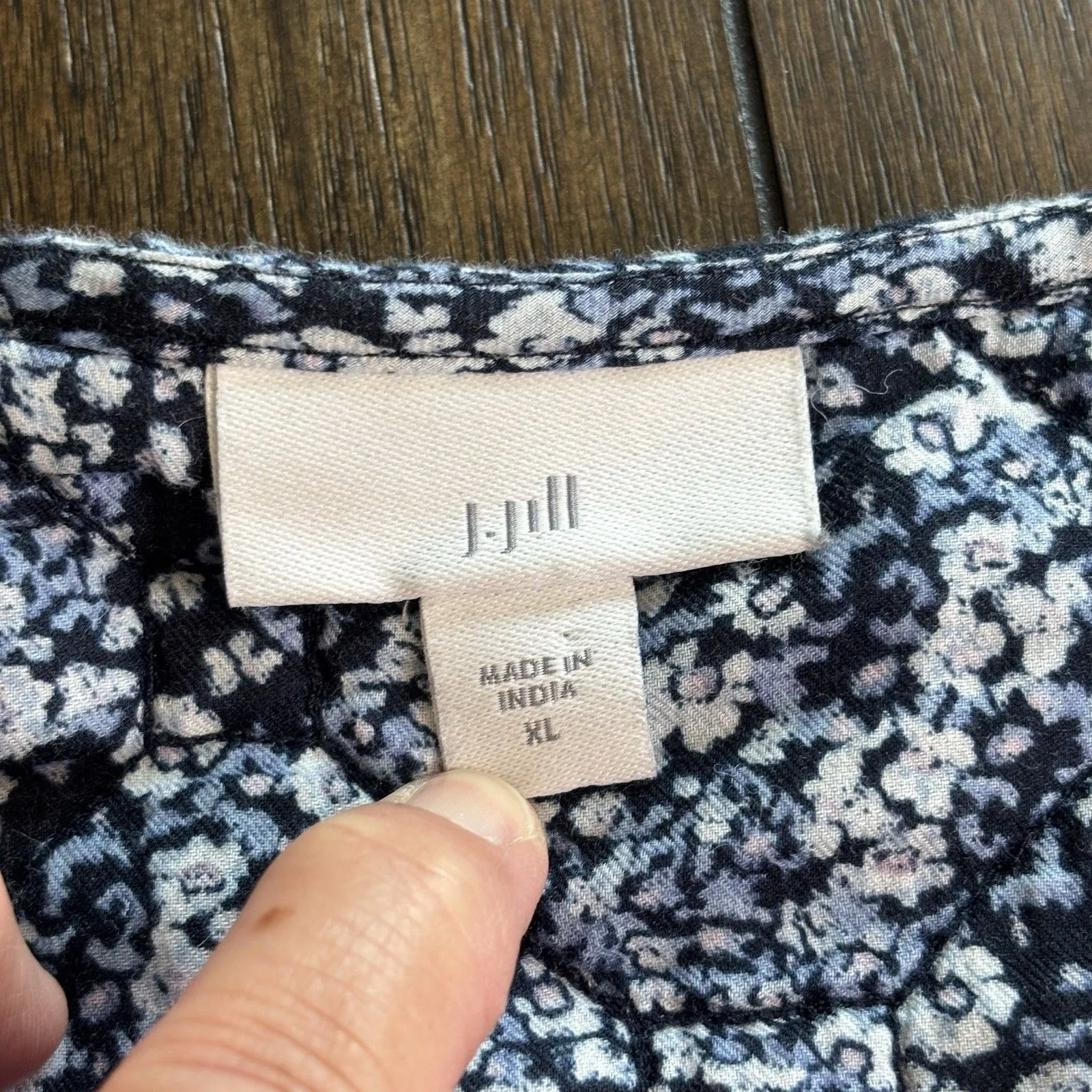 J. Jill Women's Quilted Jacket Blue Floral Boho Cottagecore 100% Cotton XL - Image 6