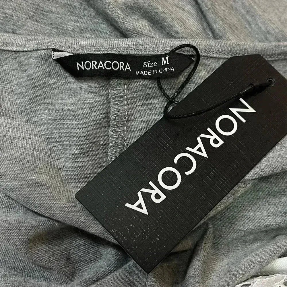 Nora Cora NWT Gray with‎ White Lace Front Knee Length Cotton Blend Dress Medium - Image 6