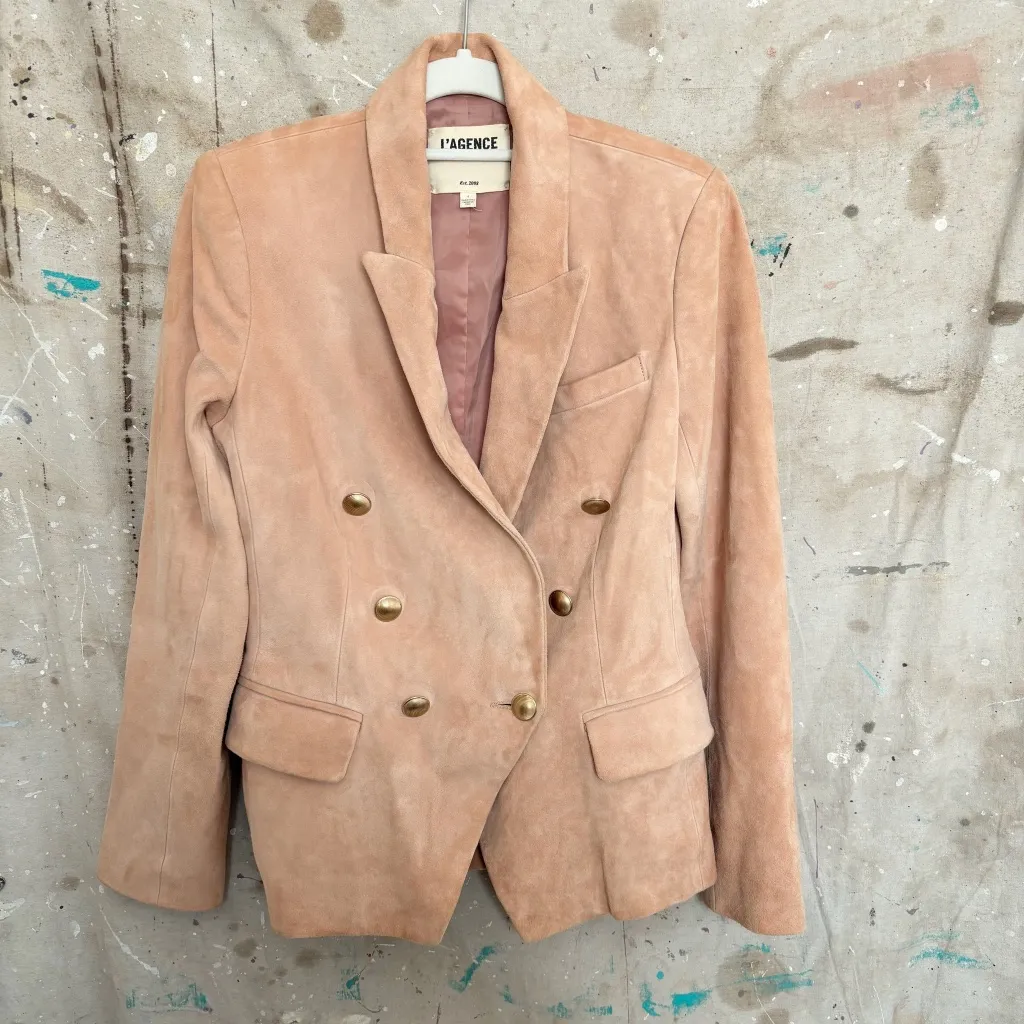 L'Agence Kenzie Double-Breasted Suede Blazer - Image 4