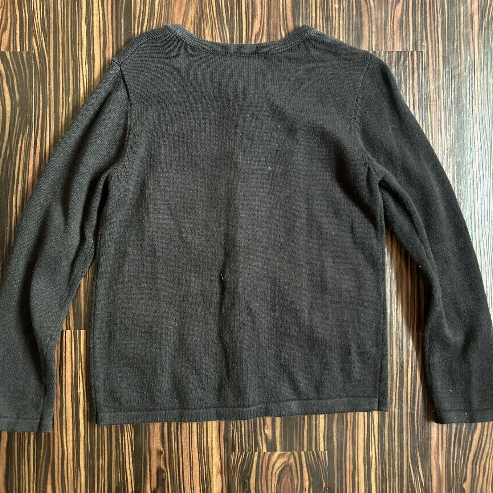 Vtg ML Design Sweater Size L Black Christmas Cardigan Winter Snowman Zip Size L - Image 7